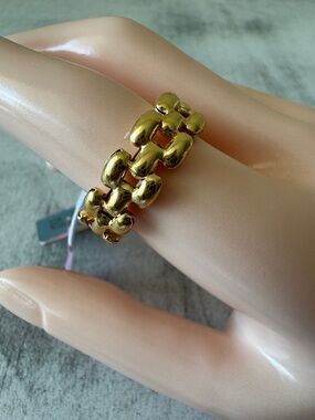 Mia Fiore Gold Plated 925 Sterling Silver Dyadema Panther Flexible Ring Sz.9